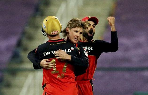 Abu Dhabi: Adam Zampa of Royal Challengers Bangalore celebrates the wicket of Manish Pandey of Sunrisers Hyderabad during the eliminator match of Indian Premier League (IPL), in Abu Dhabi, Friday, Nov. 6, 2020. (PTI Photo/Sportzpics for BCCI) (PTI06-11-2020_000246A) (PTI)