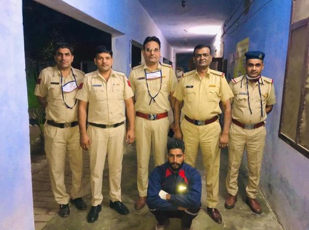 The accused, Angrej Singh. 24, in police custody in Ambala on Saturday. (HT Photo) The accused, Angrej Singh. 24, in police custody in Ambala on Saturday. (HT Photo)