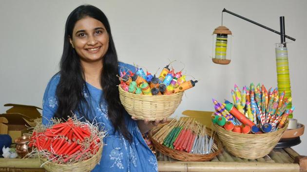 Tanika Bansal with her eco-friendly Beej Bombs. Tanika Bansal with her eco-friendly Beej Bombs.