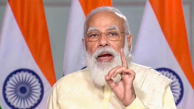PM Modi said work is being done so that the country’s sea area emerges as an important part of ‘Atmanirbhar Bharat’ (self-reliant India). (PTI photo) PM Modi said work is being done so that the country’s sea area emerges as an important part of ‘Atmanirbhar Bharat’ (self-reliant India). (PTI photo)