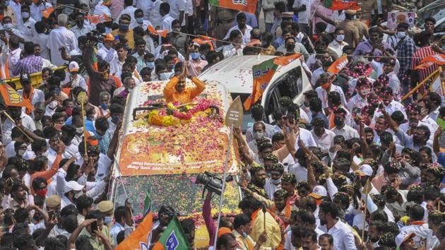 Tamil Nadu BJP President L Murugan and several other leaders and supporters were arrested on Friday at Tiruttani, when he was about to launch the yatra without permission. (PTI Photo) Tamil Nadu BJP President L Murugan and several other leaders and supporters were arrested on Friday at Tiruttani, when he was about to launch the yatra without permission. (PTI Photo)