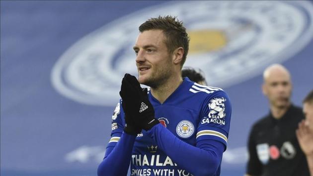 Leicester City's Jamie Vardy reacts after missing a penalty during the English Premier League soccer match between Leicester City and Wolverhampton Wanderers at the King Power Stadium in Leicester, England, Sunday, Nov. 8, 2020. (AP) Leicester City's Jamie Vardy reacts after missing a penalty during the English Premier League soccer match between Leicester City and Wolverhampton Wanderers at the King Power Stadium in Leicester, England, Sunday, Nov. 8, 2020. (AP)