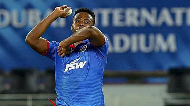 DC pacer Kagiso Rabada bowls during IPL 2020 cricket match against Delhi Capitals (DC), at Dubai International Cricket Stadium in Abu Dhabi.(PTI) DC pacer Kagiso Rabada bowls during IPL 2020 cricket match against Delhi Capitals (DC), at Dubai International Cricket Stadium in Abu Dhabi.(PTI)