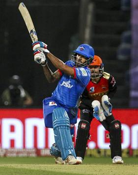Abu Dhabi: Shikhar Dhawan of Delhi Capitals plays a shot during Indian Premier League (IPL) cricket match against Sunrisers Hyderabad, at Sheikh Zayed Stadium in Abu Dhabi, United Arab Emirates, Sunday, Nov. 8, 2020. (PTI Photo/Sportzpics for BCCI)(PTI08-11-2020_000165B) (PTI)