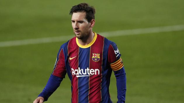 Barcelona's Lionel Messi during the match.(REUTERS)