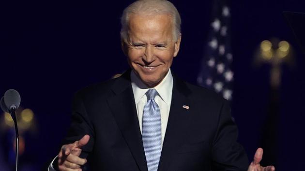 President-elect Joe Biden gestures toward crowd at the Chase Center on November 7. (AFP) President-elect Joe Biden gestures toward crowd at the Chase Center on November 7. (AFP)
