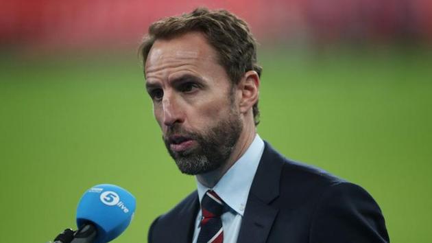 FILE PHOTO: Soccer Football - UEFA Nations League - League A - Group 2 - England v Denmark - Wembley Stadium, London, Britain - October 14, 2020 Manager Gareth Southgate talks to the media after the match Pool via REUTERS/Nick Potts/File photo(REUTERS)