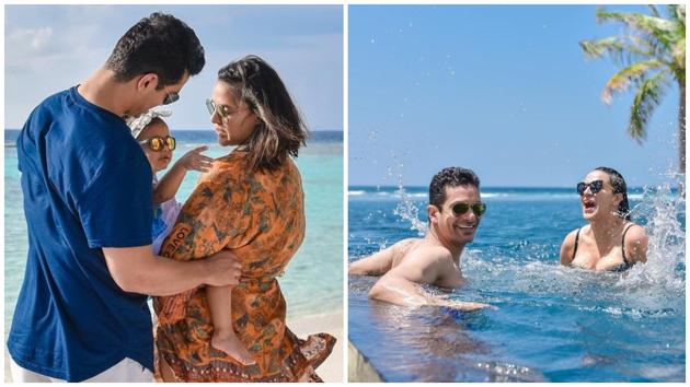 Angad Bedi and Neha Dhupia took a quick trip to Maldives with their daughter Mehr before resuming their respective professional commitments.