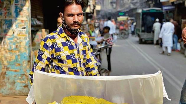 Roaming about in Galli Chooriwallan, Sanjay Kumar explains he is from Chandausi in UP. Roaming about in Galli Chooriwallan, Sanjay Kumar explains he is from Chandausi in UP.