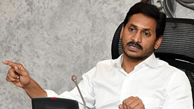 Andhra Pradesh Chief Minister Y.S. Jagan Mohan Reddy addresses at a press conference in Amaravati. (ANI Photo)