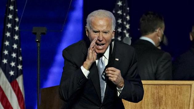 US President-elect Joe Biden in Wilmington, Delaware, November 7, 2020(Bloomberg)
