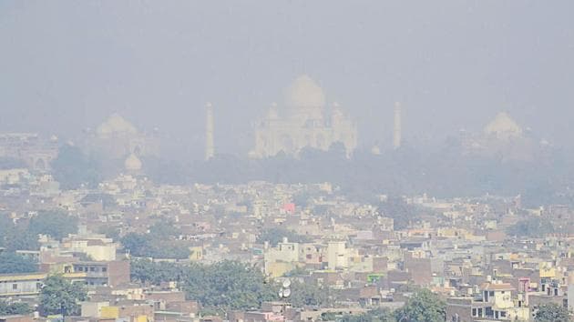The Taj Mahal is seen amid smoggy condition in Agra on November 4. (AFP) The Taj Mahal is seen amid smoggy condition in Agra on November 4. (AFP)