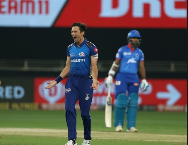 Trent Boult celebrates a wicket.