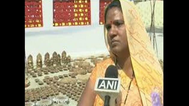 “The cow-dung lamps are much cheaper. In future, I aim to create antique items from the same material,” said Kavita Yadav.(ANI) “The cow-dung lamps are much cheaper. In future, I aim to create antique items from the same material,” said Kavita Yadav.(ANI)