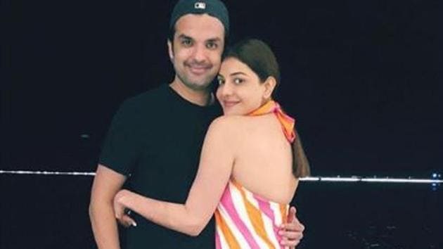 Kajal Aggarwal poses with husband Gautam Kitchlu at their honeymoon.