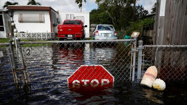 Flooding caused by Tropical Storm Eta is seen in Davie, Florida on November 9. Eta is the 28th named storm in a busy hurricane season, and the first to make landfall in Florida. This year tied the record with 2005, when Hurricanes Katrina, Rita and Wilma struck the Gulf Coast. But that was before Theta formed late November 9 over the northeast Atlantic becoming the basin’s 29th named storm to eclipse the 2005 record. (Marco Bello / REUTERS)