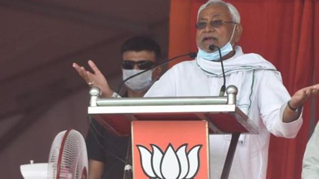 The trio of Prime Minister Narendra Modi, Home Minister Amit Shah, BJP Chief JP Nadda and other senior leaders had said on several occasions during campaigning that Nitish Kumar will lead the government if the NDA returns to power in the state.(Parwaz Khan / Hindustan Times)