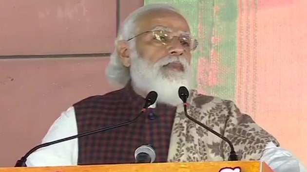PM Modi on Wednesday addressed Bharatiya Janata Party (BJP) workers at party headquarters in Delhi (ANI/Twitter) PM Modi on Wednesday addressed Bharatiya Janata Party (BJP) workers at party headquarters in Delhi (ANI/Twitter)