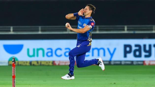 IPL 2020: Trent Boult in his bowling stride.(IPL/Twitter)