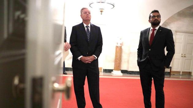 Sen. Lindsey Graham with Kash Patel, who has been named chief of staff to acting US defence secretary. (Image via Twitter) Sen. Lindsey Graham with Kash Patel, who has been named chief of staff to acting US defence secretary. (Image via Twitter)
