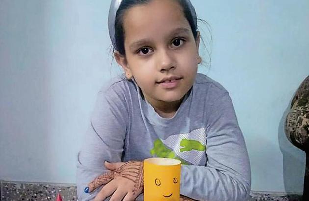 A student of Green Land Senior Secondary Public School, Ludhiana, displaying her origami art. (HT) A student of Green Land Senior Secondary Public School, Ludhiana, displaying her origami art. (HT)