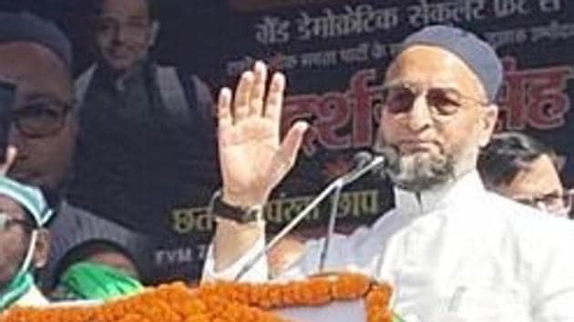 All India Majlis-e-Ittehadul Muslimeen president Asaduddin Owaisi in Begusarai, Bihar, October 30, 2020 (SANTOSK KUMAR/HTPHOTO)