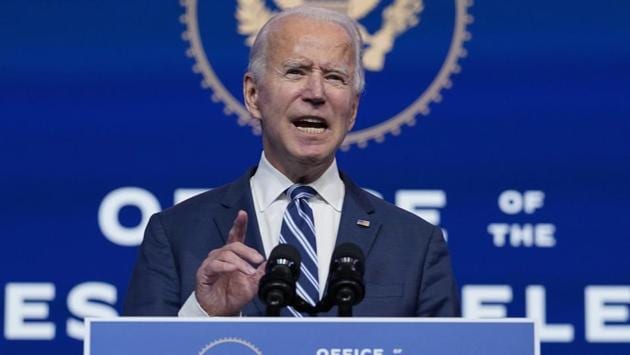 US President-elect Joe Biden speaks on November 10 in Wilmington, Delaware. (AP) US President-elect Joe Biden speaks on November 10 in Wilmington, Delaware. (AP)