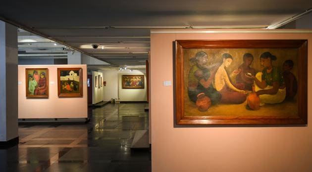 Art work on display inside National Gallery of Modern Art after it re-opened amid coronavirus outbreak, in New Delhi, India, on Tuesday, November 10, 2020. (Amal KS/HT PHOTO) Art work on display inside National Gallery of Modern Art after it re-opened amid coronavirus outbreak, in New Delhi, India, on Tuesday, November 10, 2020. (Amal KS/HT PHOTO)