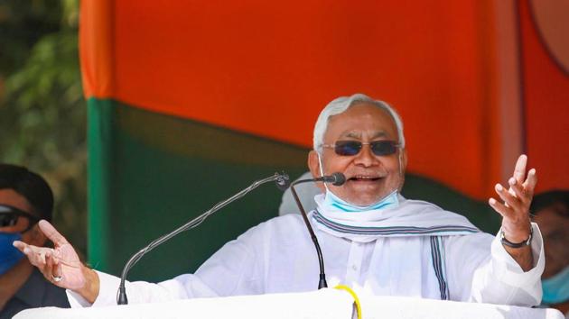 Bihar Chief Minister Nitish Kumar addresses a gathering during an election meeting, for Bihar Assembly elections, in Katihar. (PTI) Bihar Chief Minister Nitish Kumar addresses a gathering during an election meeting, for Bihar Assembly elections, in Katihar. (PTI)