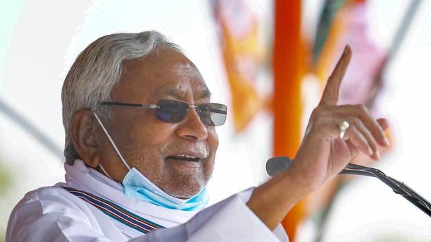 Bihar Chief minister Nitish Kumar addresses a gathering during an election meeting, for Bihar Assembly elections. (PTI) Bihar Chief minister Nitish Kumar addresses a gathering during an election meeting, for Bihar Assembly elections. (PTI)