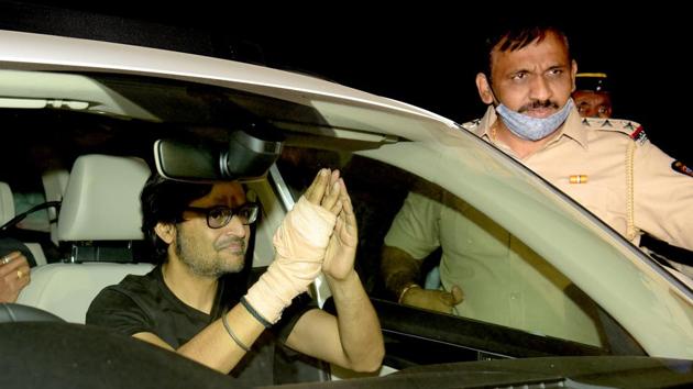 Republic Tv Editor-in-Chief Arnab Goswami after being released from Taloja Central Prison in 2018 Suicide abetment case at Kharghar in Navi Mumbai.(Bachchan Kumar/ HT PHOTO)