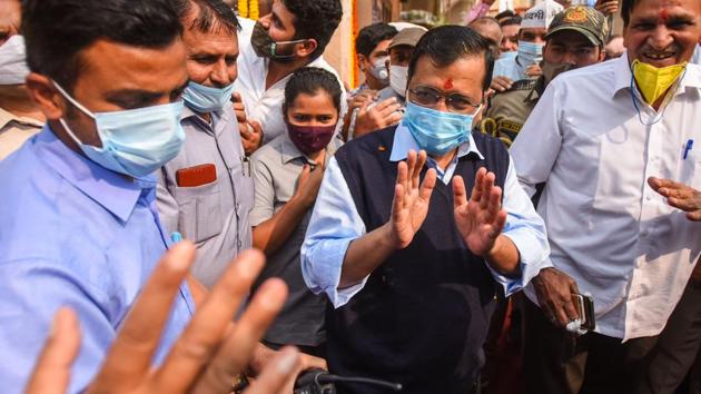 Delhi CM Arvind Kejriwal at the foundation laying ceremony of a strengthening project on Delhi-Rohtak Road, at Mundka in New Delhi.(Amal KS/ Hindustan Times) Delhi CM Arvind Kejriwal at the foundation laying ceremony of a strengthening project on Delhi-Rohtak Road, at Mundka in New Delhi.(Amal KS/ Hindustan Times)