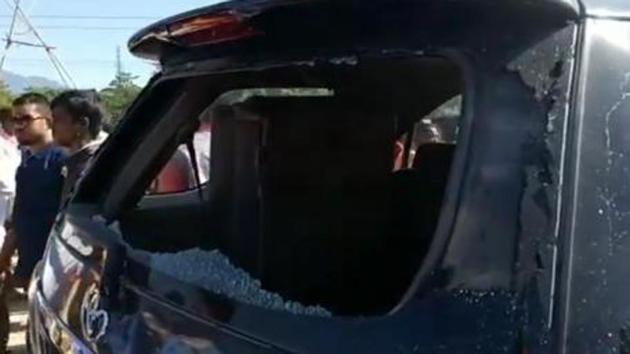 The BJP leader, who was on a three-day visit to north Bengal, accused the ruling Trinamool Congress of orchestrating the attack.(Twitter) The BJP leader, who was on a three-day visit to north Bengal, accused the ruling Trinamool Congress of orchestrating the attack.(Twitter)