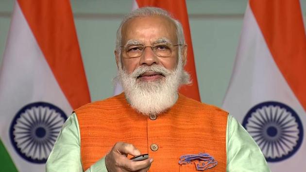 Prime Minister Narendra Modi unveilings the statue of Swami Vivekananda at the JNU campus, via video conferencing, in New Delhi on Thursday. (ANI) Prime Minister Narendra Modi unveilings the statue of Swami Vivekananda at the JNU campus, via video conferencing, in New Delhi on Thursday. (ANI)