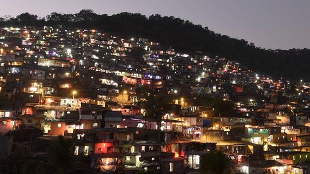 A Mumbai colony illuminated with lanterns and lights on the eve of the Diwali festival, in Mumbai. (PTI) A Mumbai colony illuminated with lanterns and lights on the eve of the Diwali festival, in Mumbai. (PTI)