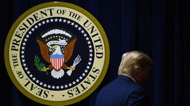 In this file photo taken on December 19, 2019, US President Donald Trump leaves after speaking at a summit on transforming mental health treatment to combat homelessness, violence and substance abuse at the White House in Washington, DC.(AFP/ File)