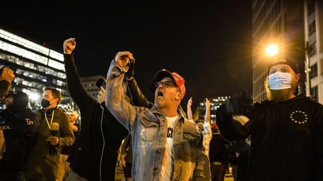 The pro-Trump groups at Washington DC rally include far-right groups like the Proud Boys and the Three Percenters. (AFP) The pro-Trump groups at Washington DC rally include far-right groups like the Proud Boys and the Three Percenters. (AFP)