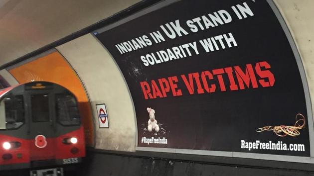 A billboard with the campaign message at an underground station in London.(By arrangement)