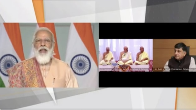 The Prime Minister was speaking at the unveiling the ‘Statue of Peace’ to mark the 151st birth anniversary celebrations of Jainacharya Shree Vijay Vallabh Surishwer Ji Maharaj, via video conferencing (Twitter) The Prime Minister was speaking at the unveiling the ‘Statue of Peace’ to mark the 151st birth anniversary celebrations of Jainacharya Shree Vijay Vallabh Surishwer Ji Maharaj, via video conferencing (Twitter)