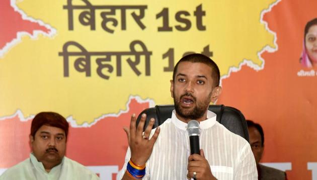 Lok Janshakti Party (LJP) leader Chirag Paswan , who has been opposing Nitish Kumar since the beginning of the election campaign, was one the first leaders to congratulate Nitish Kumar.(PTI)