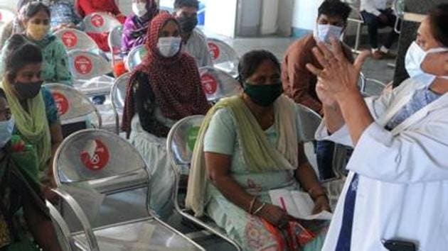A dedicated room and separate counters will be available for patients for post Covid care at the Government Multispeciality Hospital in Sector 16. It will function like  a regular OPD (HT Photo)