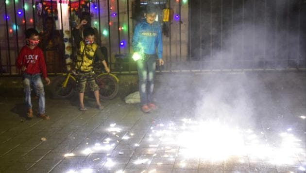 They has been a decrease in fireworks this year, but there was a rise in noise pollution during the festival.(HT Photo)
