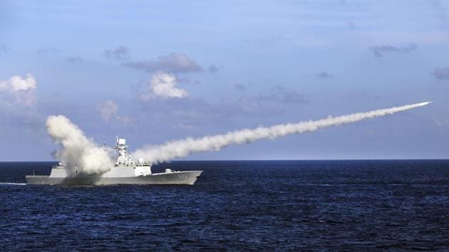 In this photo released by Xinhua News Agency, Chinese missile frigate Yuncheng launches an anti-ship missile during a military exercise in the waters near south China's Hainan Island and Paracel Islands. (AP) In this photo released by Xinhua News Agency, Chinese missile frigate Yuncheng launches an anti-ship missile during a military exercise in the waters near south China's Hainan Island and Paracel Islands. (AP)