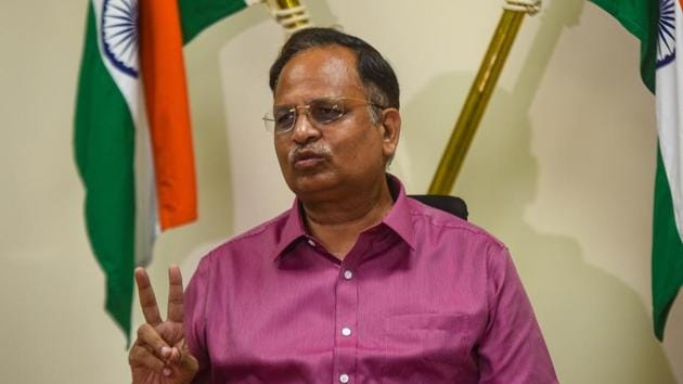 Delhi Health Minister Satyendar Kumar Jain.(Amal KS/HT PHOTO)