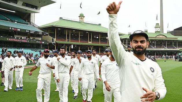 Virat Kohli and the Indian team after their 2-1 Test series win in Australia.(Getty Images)