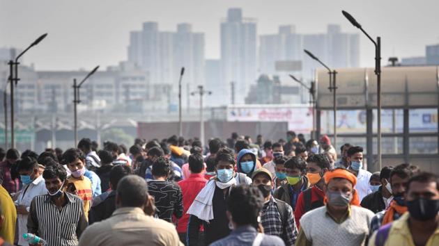 A rush of people travelling ahead of Chhath Puja, at Anand Vihar ISBT on November 18. Favourable meteorological conditions and the reduction of farm fires in recent days have helped the capital breathe better, improving upon the “severe” AQI reading of 435 that was recorded on November 15, just a day after Diwali. (Sanchit Khanna / HT Photo) A rush of people travelling ahead of Chhath Puja, at Anand Vihar ISBT on November 18. Favourable meteorological conditions and the reduction of farm fires in recent days have helped the capital breathe better, improving upon the “severe” AQI reading of 435 that was recorded on November 15, just a day after Diwali. (Sanchit Khanna / HT Photo)