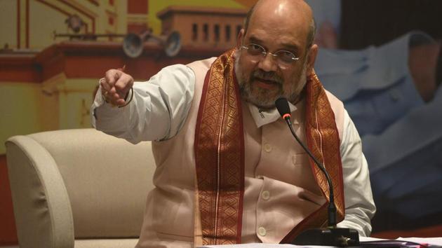 Union home minister and BJP leader Amit Shah at a press meet during his two day visit to Kolkata on November 06, 2020 (Photo by Samir Jana / Hindustan Times) Union home minister and BJP leader Amit Shah at a press meet during his two day visit to Kolkata on November 06, 2020 (Photo by Samir Jana / Hindustan Times)