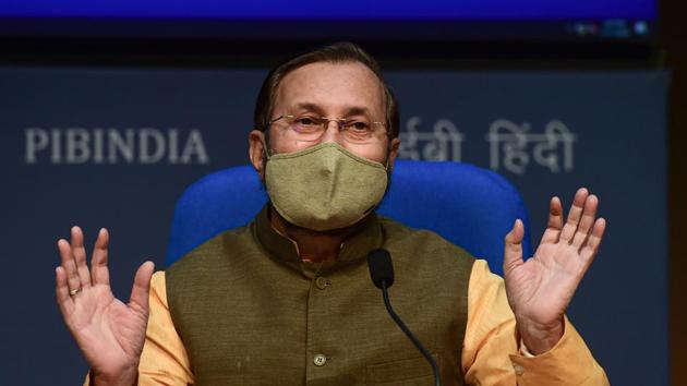 The information and broadcasting ministry has warned Sudarshan TV to be careful in future. (File photo of Prakash Javadekar)(PTI) The information and broadcasting ministry has warned Sudarshan TV to be careful in future. (File photo of Prakash Javadekar)(PTI)