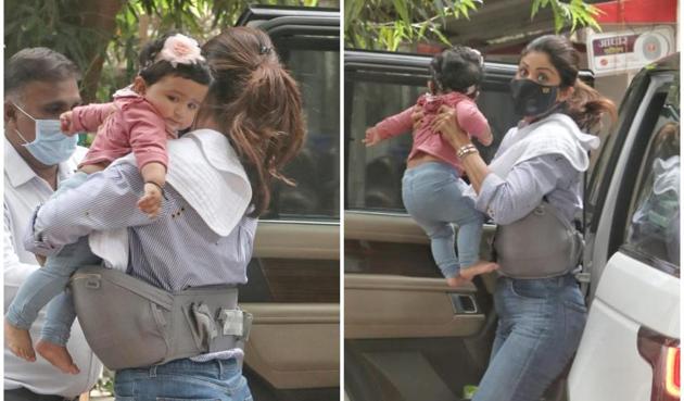 Shilpa Shetty steps out with her daughter Samisha in Mumbai.(Varinder Chawla)