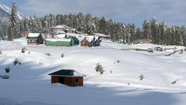 A scenic view of snow-capped Gulmarg after the weather cleared, in Srinagar on Thursday. (ANI) A scenic view of snow-capped Gulmarg after the weather cleared, in Srinagar on Thursday. (ANI)